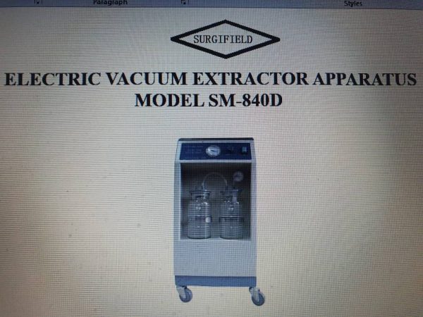 Electric Vacuum Extractor Apparatus Model SM-840D