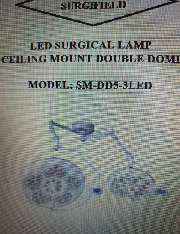 LED Surgical Lamp Ceiling Mount Double Dome Model SM-DD5-3LED