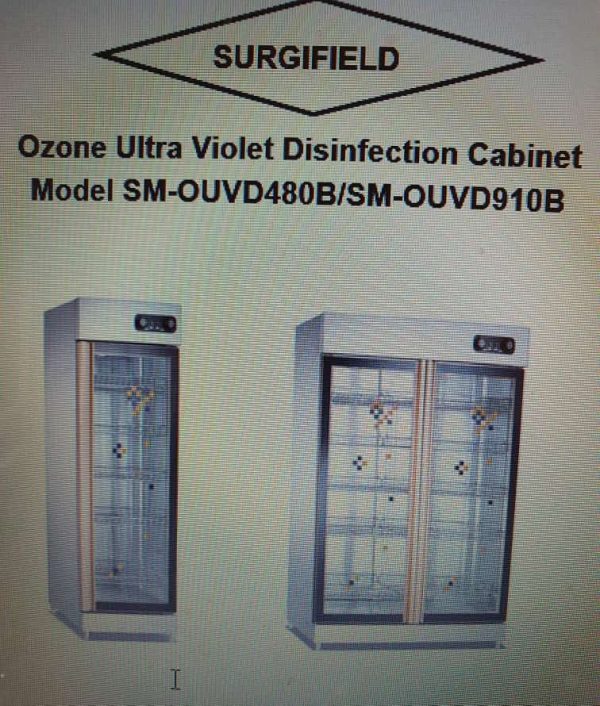 Ozone Ultra Violet Disinfection Cabinet Model SM-OUVD480B/SM-OUVD910B