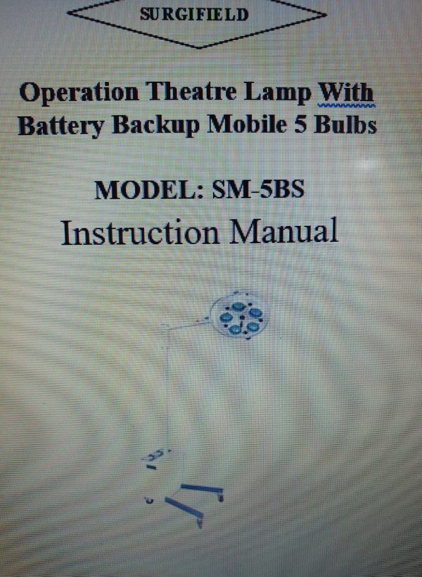 Operating Theatre Lamp with Battery Backup Mobile 5 Bulbs Model SM-5B